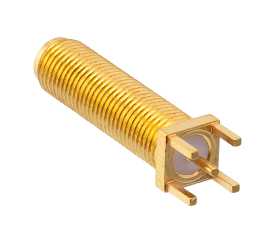 SMA(母)直式PCB板插座，频率：DC~6GHz ，牙长：20mm}