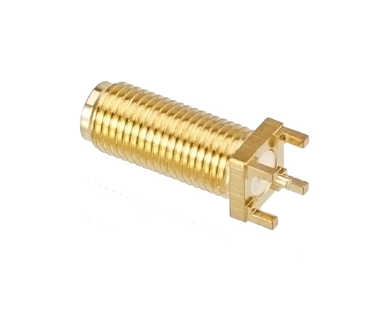 SMA(母)直式PCB板插座，频率：DC~6GHz ，牙长：15mm}