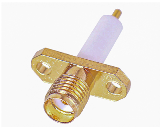 SMA(母)双孔法兰插座， 频率：DC~6GHz，尾部长度：18mm}