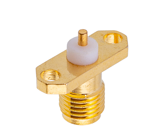 SMA(母)双孔法兰插座，频率：DC~6GHz，尾部长度：12mm}