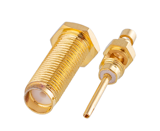 SMA(母)分体式板后直式插座，适用线缆：RF0.81 RF1.13 RF1.37，频率：DC~6GHz，牙长：17mm}