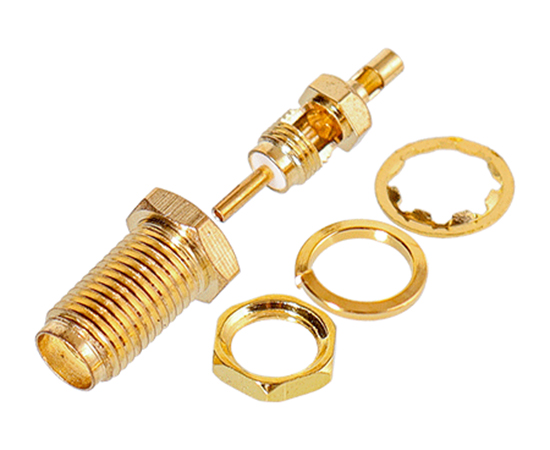 SMA(母)分体式板后直式插座，适用线缆：RF0.81 RF1.13 RF1.37，频率：DC~6GHz，牙长：13mm}