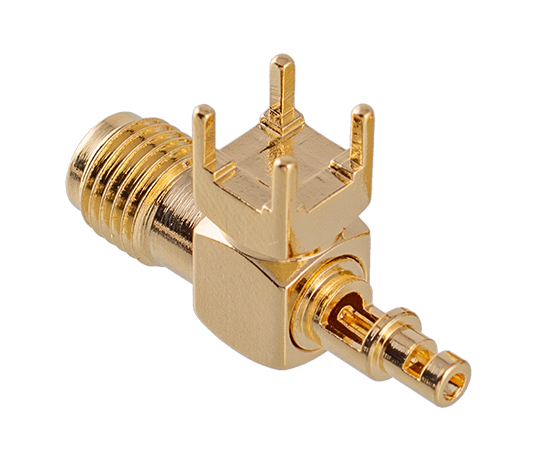 SMA(母)板后弯式插座，适用线缆：RF0.81 RF1.13 RF1.37，频率：DC~6GHz}
