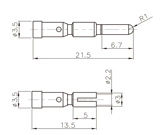M623·信号铆压插针φ2}
