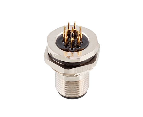 M12板后安装针型插座 插板式}