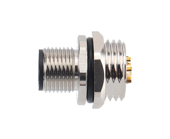 M12板前安装针型插座 电源型 焊接式}