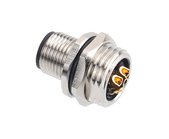 M12板前安装针型插座 电源型 焊接式}